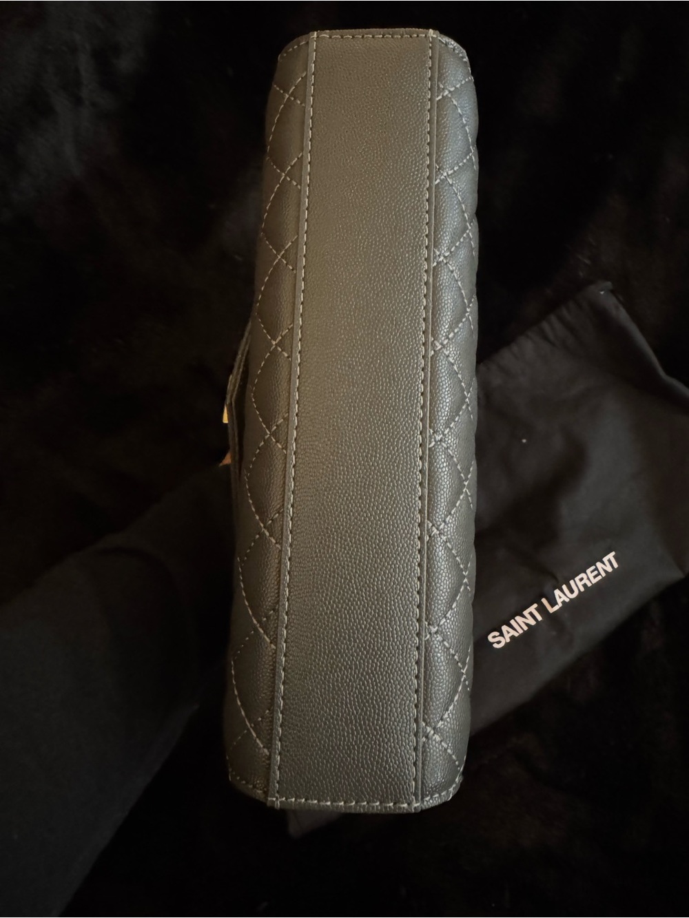 Saint Laurent YSL Gray Quilted Caviar Leather Shoulder Bag w/Dust Bag EUC - Picture 8 of 11